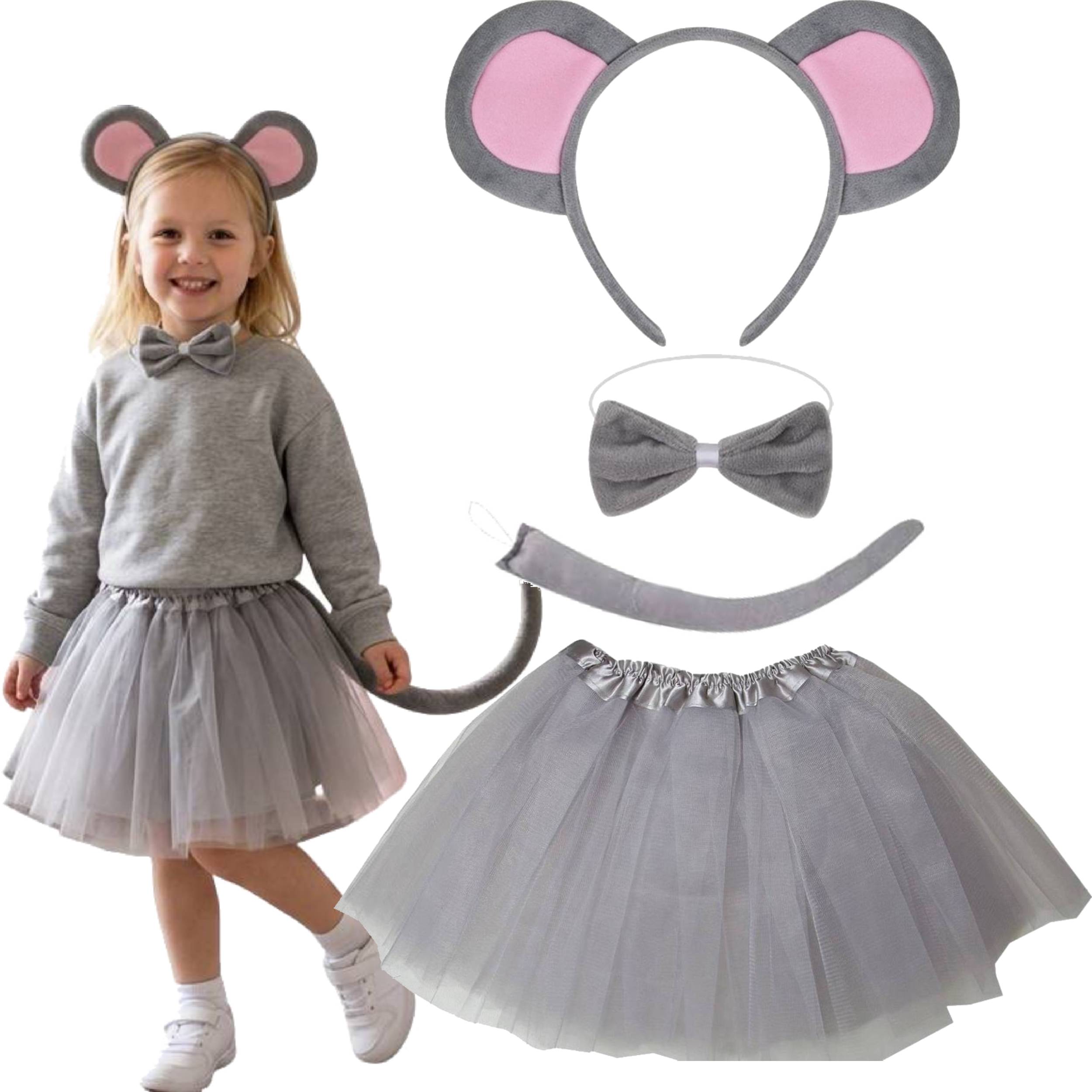 Girls Gray Mouse Costume Set