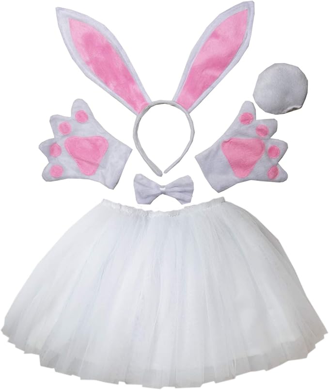 Girls 6-Piece White Bunny Costume