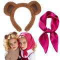 2-Piece Fuchsia Headscarf & Bear Ears Headband