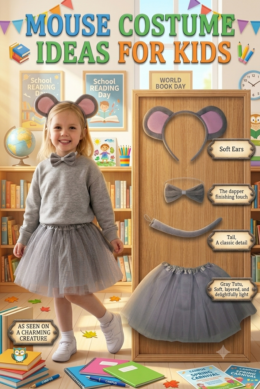 Girls Gray Mouse Costume