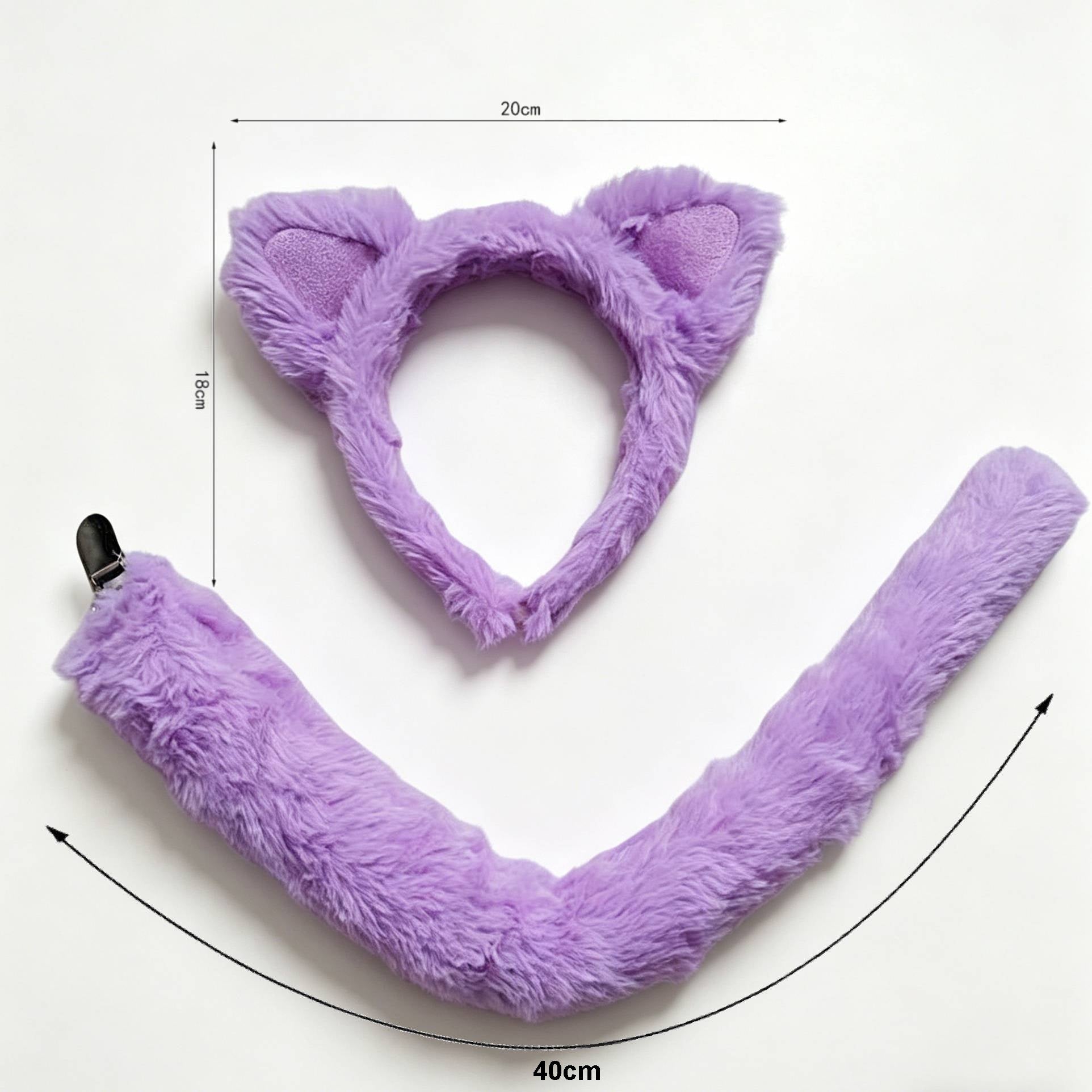 Purple Cat Ear Headband & Tail